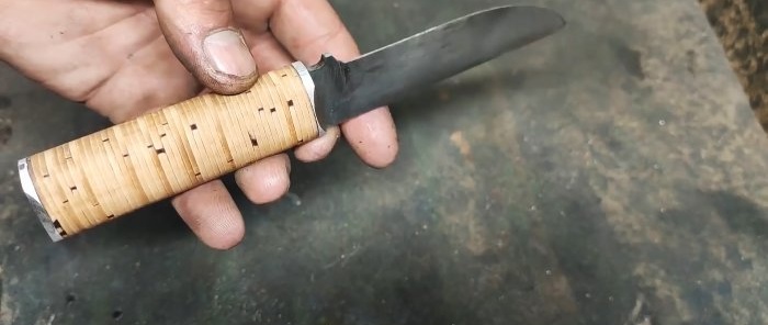Rękojeść noża z kory brzozowej DIY