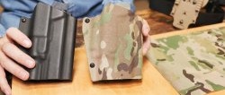 Hoe u een gestructureerd oppervlak kunt bedekken met camouflagestof aan de hand van het voorbeeld van een holster