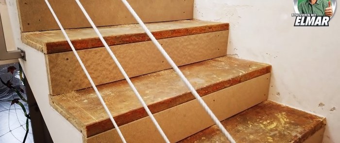 How to beautifully decorate a wooden staircase with vinyl tiles