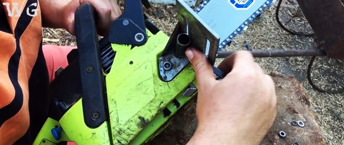 How to make a basic device for cutting logs into boards with a chainsaw