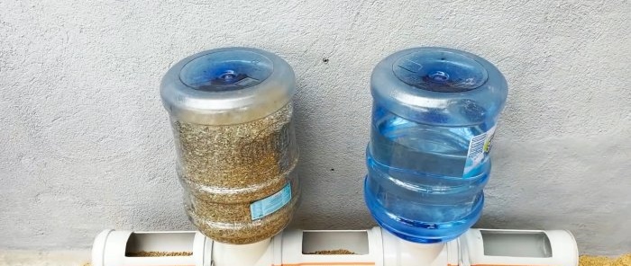 Long-lasting poultry feeder made of PVC pipes