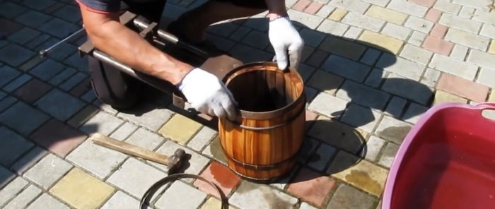 Cara membuat tong dari kayu balak lama
