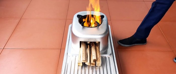 Как да направите обикновена печка на дърва от кухненска мивка