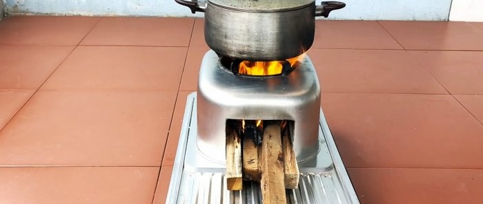 Kako napraviti jednostavnu peć na drva od kuhinjskog sudopera