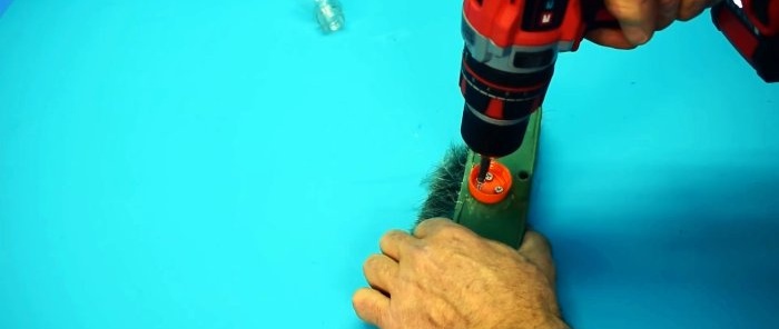 2 options for how to repair the plastic mount on the handle of a broom or mop brush