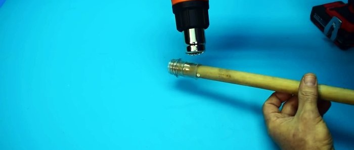 2 options for how to repair the plastic mount on the handle of a broom or mop brush