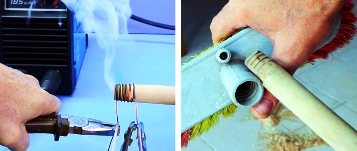 2 alternativ för hur man reparerar plastfästet på handtaget på en kvast eller moppborste