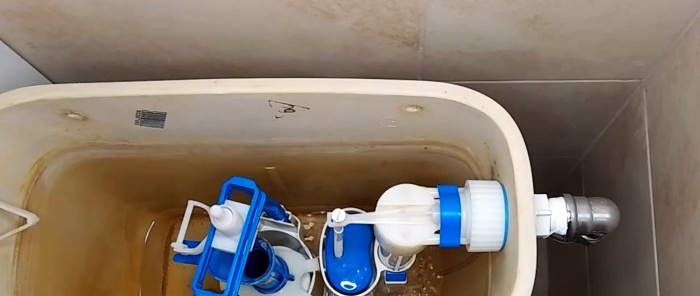 Tangki tandas melimpah dan tidak menakung air. Mudah dibaiki tanpa menggantikan komponen.