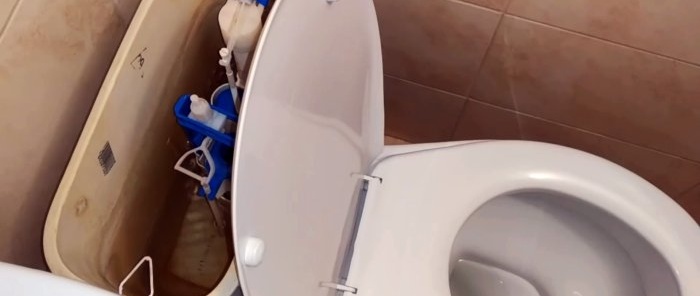 Tangki tandas melimpah dan tidak menakung air. Mudah dibaiki tanpa menggantikan komponen.