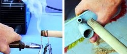 2 options for how to repair the plastic mount for the handle of a brush, broom or mop