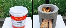 Как да направите печка без дим с помощта на цимент и няколко пластмасови кофи