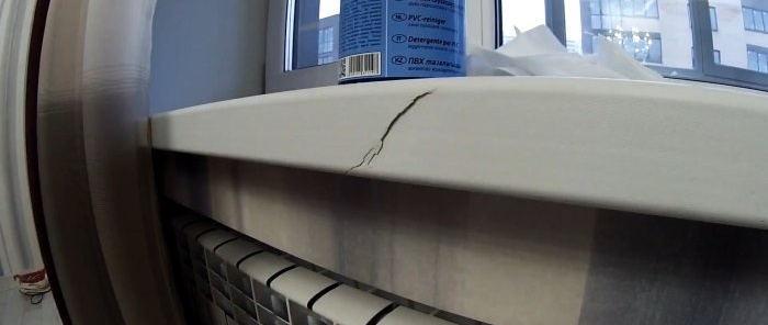 Hoe en waarmee scheuren in een kunststof vensterbank repareren