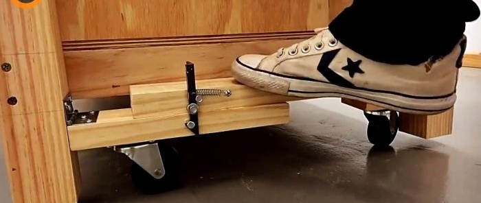 A simple device will allow you to easily move a massive workbench or rack when needed