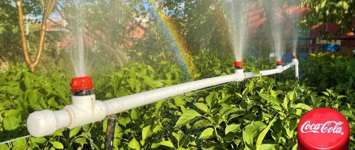 Effizienter Gartensprinkler aus PP-Rohren und PET-Flaschen