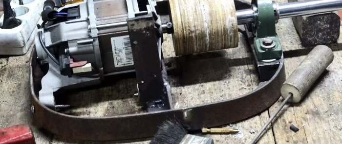 Divi vienā: kā izgatavot lentes slīpmašīnu un pulēšanas mašīnu no veļas mašīnas motora un veca amortizatora