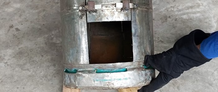 2 sa 1 oven mula sa isang lumang gas cylinder na may oven at kalan para sa pagluluto