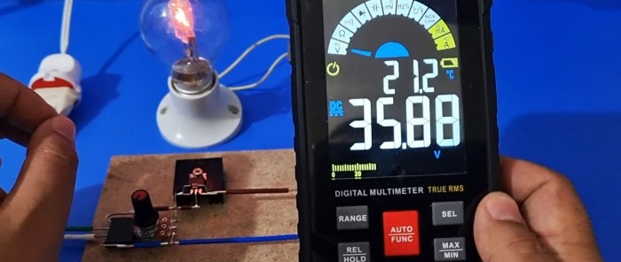 Spänningsregulator 220 V utan transformatorer, tyristorer och triacs