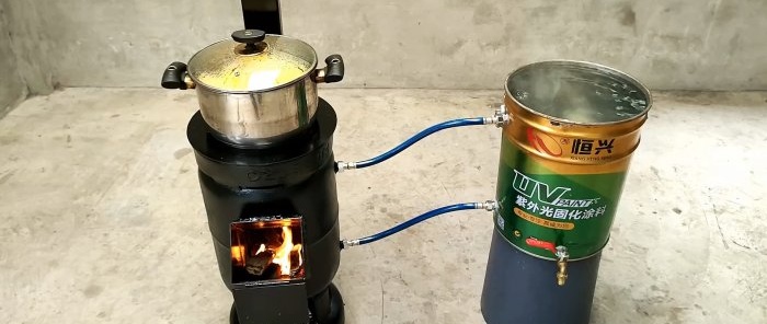 Como fazer um fogão a lenha 2 em 1 a partir de botija de gás com aquecimento paralelo de água