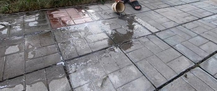 How to quickly get rid of grass at the joints of slabs on paths