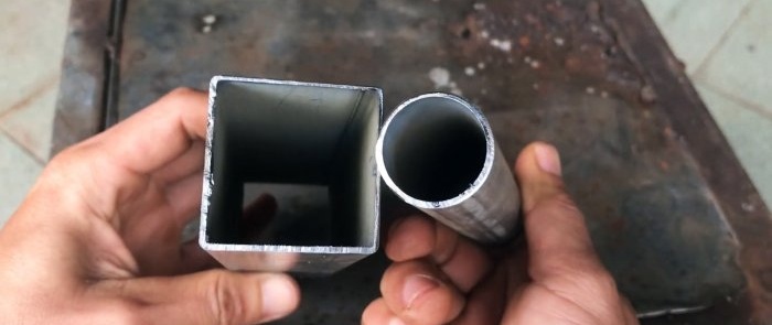 Cómo hacer una conexión final entre un tubo cuadrado y uno redondo