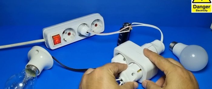 Nauja kondensatoriaus saugiklio idėja vietoj kaitrinės lemputės