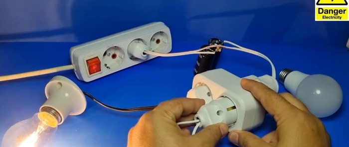 Nauja kondensatoriaus saugiklio idėja vietoj kaitrinės lemputės