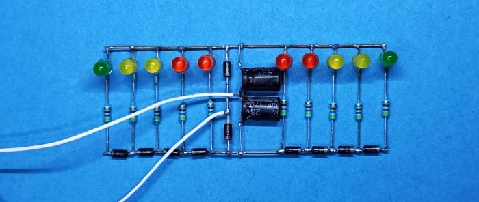 Indikátory úrovně signálu na LED bez tranzistorů a mikroobvodů