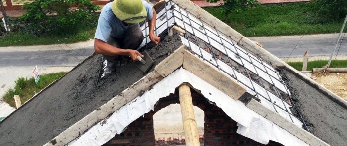 Kā uzbūvēt betona jumtu, neizmantojot mehāniskos līdzekļus