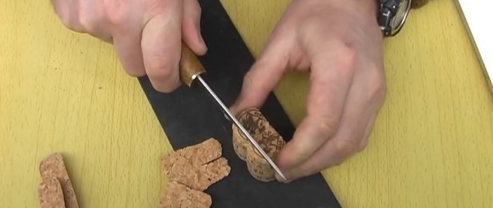 Kaip iš kamštelių pasidaryti peilio rankeną