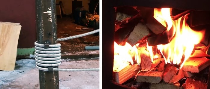 Hvordan man laver en varmeveksler og øger effektiviteten af ​​en brændeovn til opvarmning af en garage med en varmeradiator