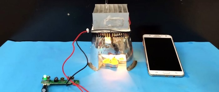 Cara mengecas telefon pintar dengan api lilin Stesen janakuasa termoelektrik Do-it-yourself