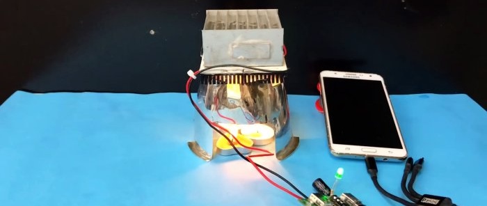 Hvordan lade en smarttelefon med levende lys Gjør-det-selv termoelektrisk kraftstasjon
