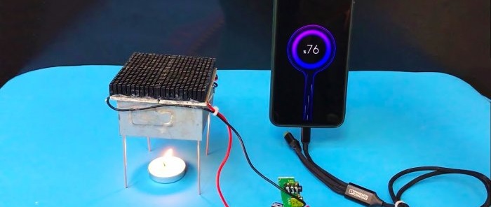 Cum să încărcați un smartphone cu foc de lumânare Centrală termoelectrică DIY