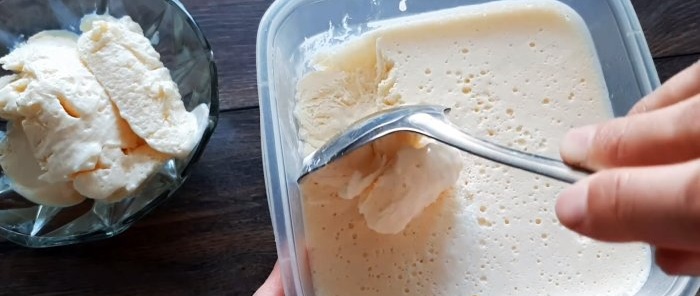 Ice cream made from milk without cream, taste of childhood