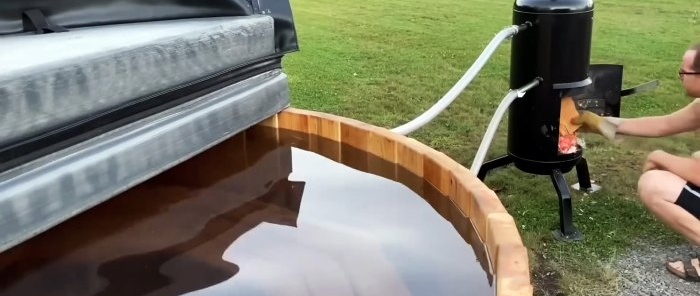 How to make a wooden bathtub heated from a wood boiler